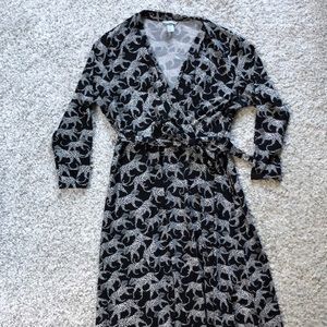 Fun leopard long sleeve wrap dress